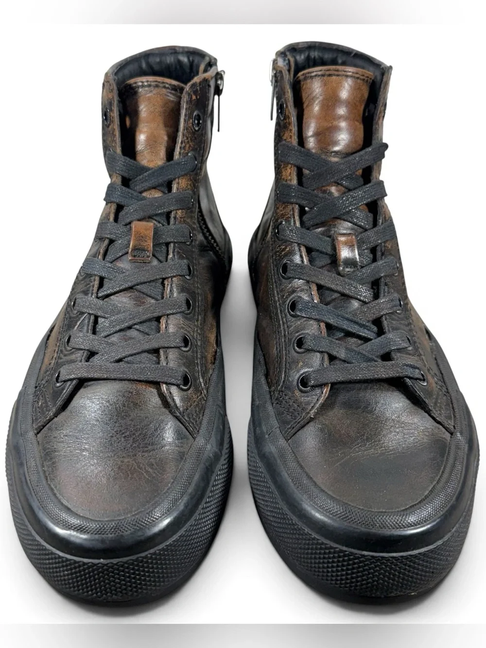 Frye Greene Black Brown Leather High-Top Sneakers Men’s Size 7